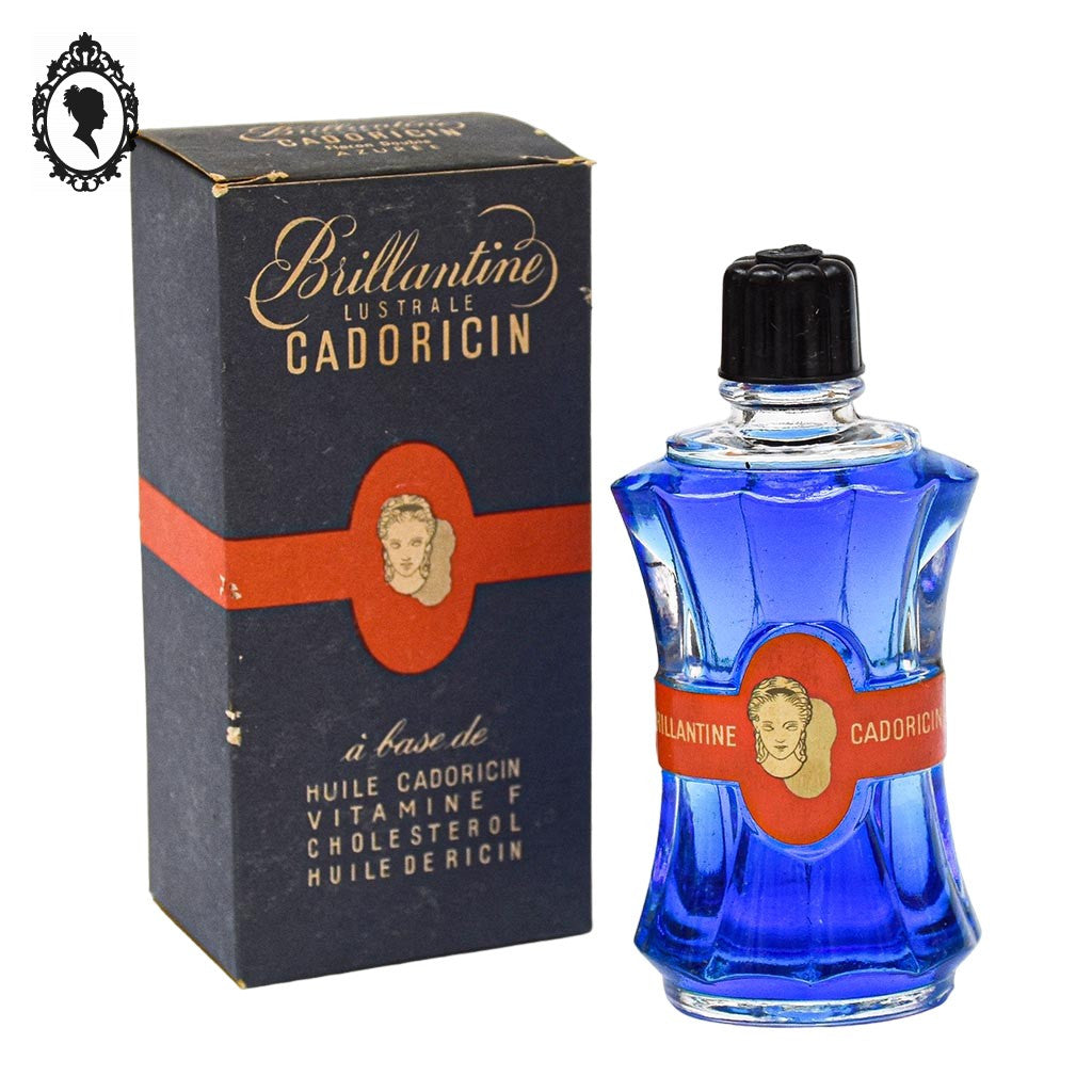 Flacon brillantine lustrale Cadoricin azurée bleu collection parfum vintage