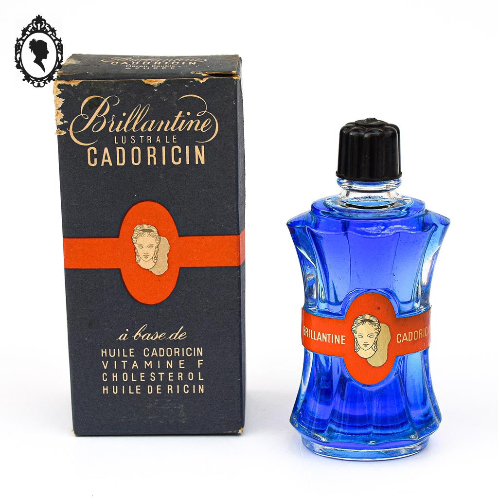 Flacon brillantine lustrale Cadoricin bleu collection parfum vintage