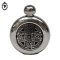 Flacon miniature circulaire en métal flasque de hanche celtique alcool ou parfum St Justin