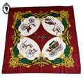 Foulard soie collection Marcelle Griffon voiture ancienne rouge vert blanc jaune vintage