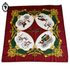 Foulard soie collection Marcelle Griffon voiture ancienne rouge vert blanc jaune vintage