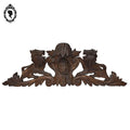 Fronton d’armoire, miroir ou meuble en bois sculpté Lion 58 x 20 cm ancien