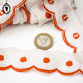 Galon blanc et orange 3 cm  17 mètres passementerie mercerie vintage pop