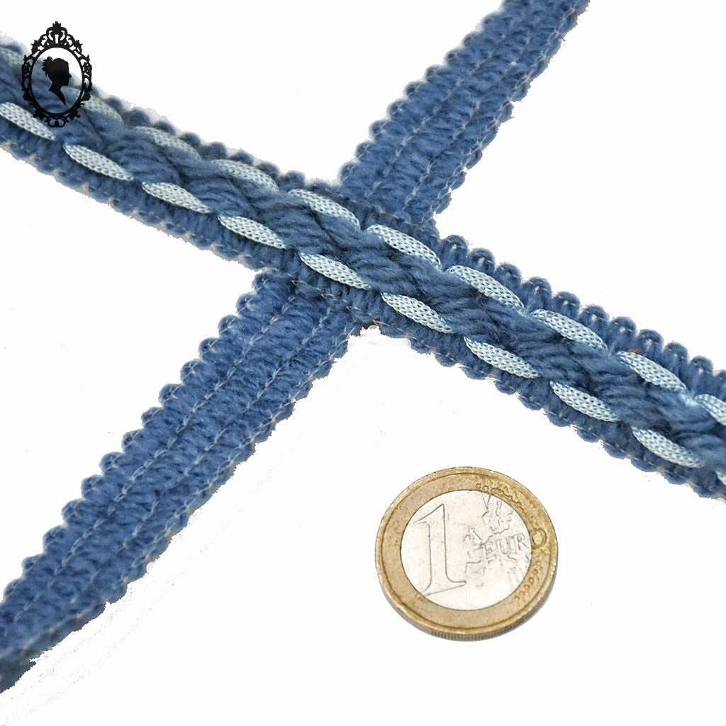 Galon laine bleu brique L 1,7 cm passementerie vintage pop