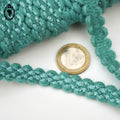Galon laine bleu turquoise L 1,2 cm vintage