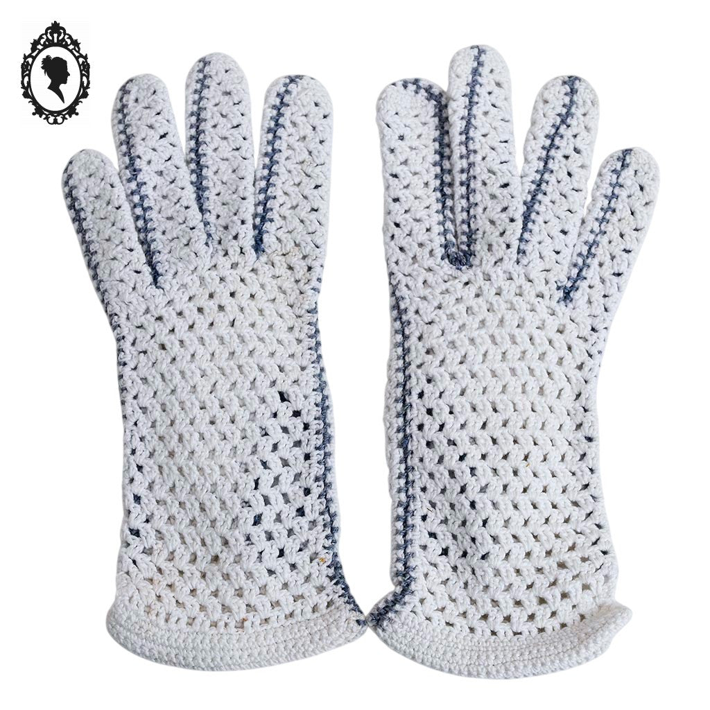Gants blancs coton épais femme crochet ajouré T 6 12 - 6,5