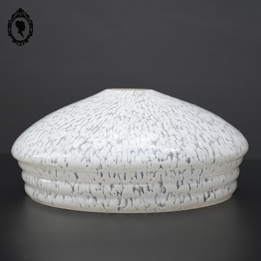 Globe tulipe abat-jour blanc rond verre de Clichy moucheté Art déco
