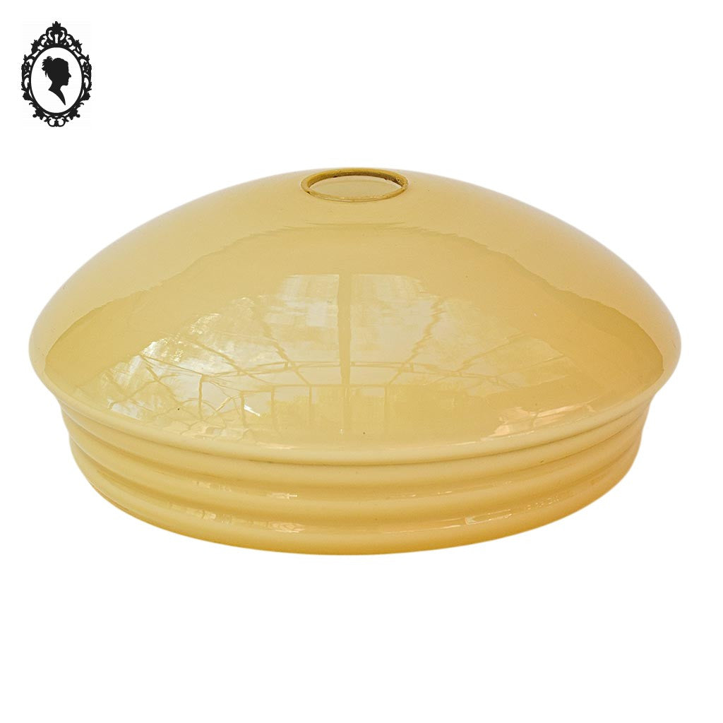 Globe tulipe abat-jour opaline beige intérieur blanc rond vintage
