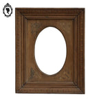 Grand cadre rectangulaire intérieur ovale bois sculpté vide 53 x 65 cm ancien