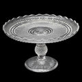 Grand compotier coupelle coupe serviteur plat sur pied en verre moulé festonné