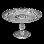 Grand compotier coupelle coupe serviteur plat sur pied en verre moulé festonné