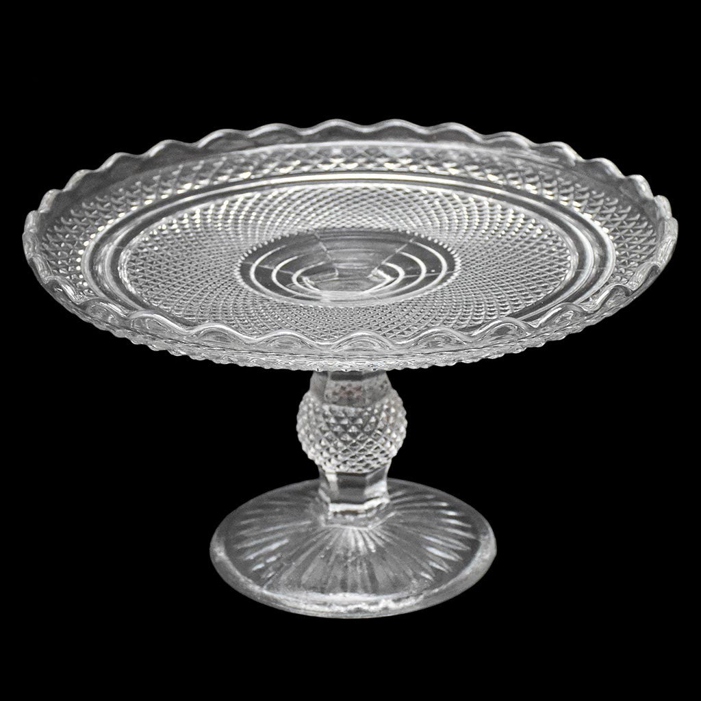 Grand compotier coupelle coupe serviteur plat sur pied en verre moulé festonné