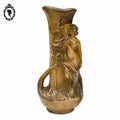 Grand vase Art Nouveau Gustave Van Vaerenbergh en plâtre marron ancien