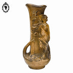 Grand vase Art Nouveau Gustave Van Vaerenbergh en plâtre marron ancien
