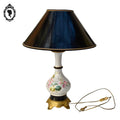 Grande lampe de table à poser porcelaine fleurie laiton ancienne