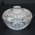 Jolie bonbonnière ronde verre blanc à relief vintage