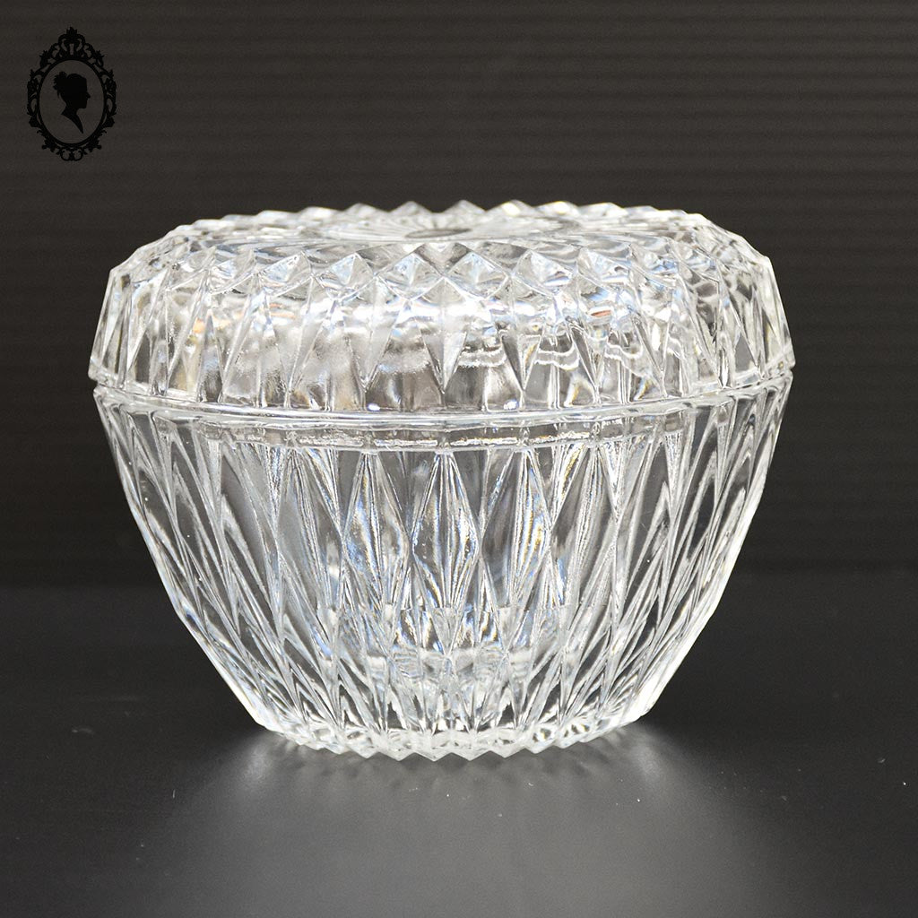 Jolie bonbonnière sucrier rond verre semi cristal Duralex vintage