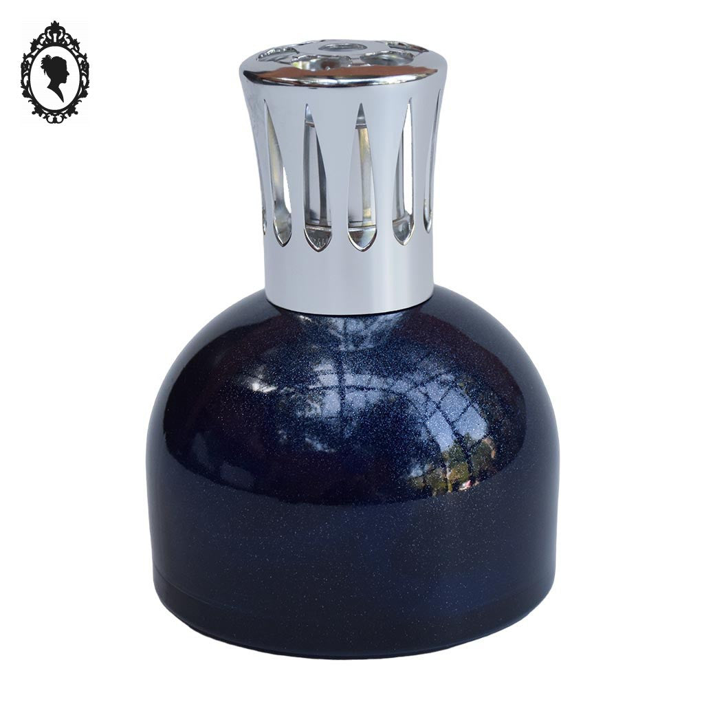 Lampe Berger bleu nuit à paillettes et gris argent