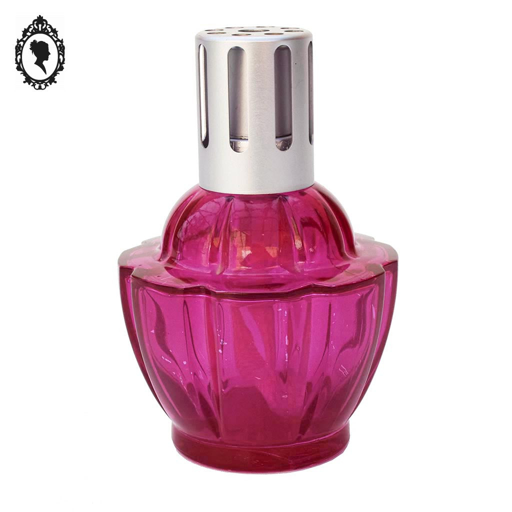 Lampe collection berger Paris rose vif verre épais fleur