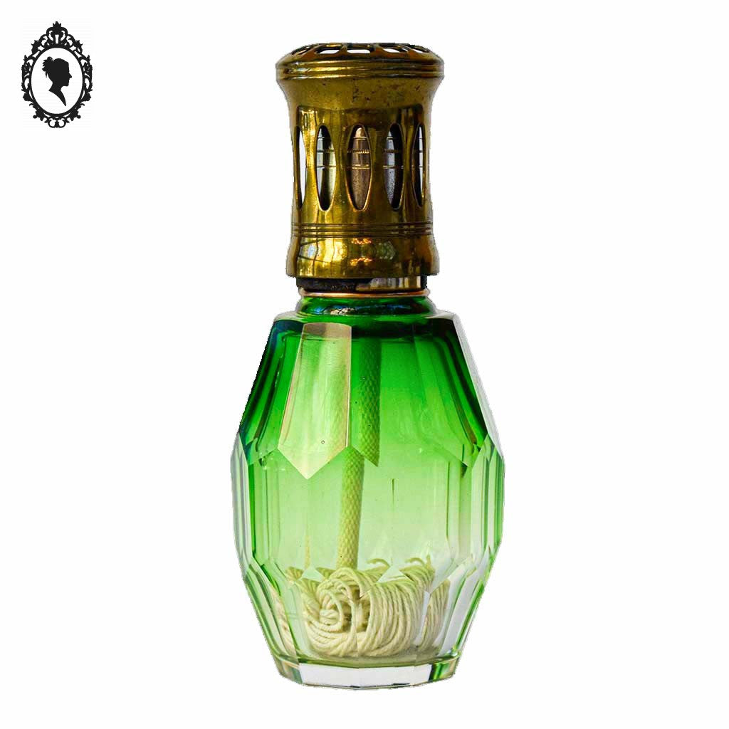 Lampe style berger collection Lusac Paris verte verre ou cristal multi-facette ancienne