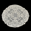 Linge de table brodé napperon ovale dentelle crème vintage