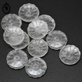 Lot 11 boutons fleur en verre blanc transparent festonnés D 1,8 cm 18 mm anciens