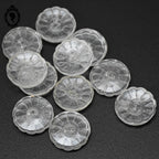 Lot 11 boutons fleur en verre blanc transparent festonnés D 1,8 cm 18 mm anciens
