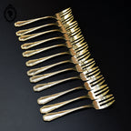 Lot 12 couverts petites fourchettes métal or doré rang de perles vintage