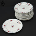 Lot 16 assiettes à dessert plates fleur rose bleue gris Moulin des loups vintage