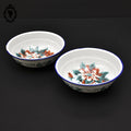 Lot 2 bols calottes rond fleuri en tôle fer émaillé vintage rétro D 14 cm