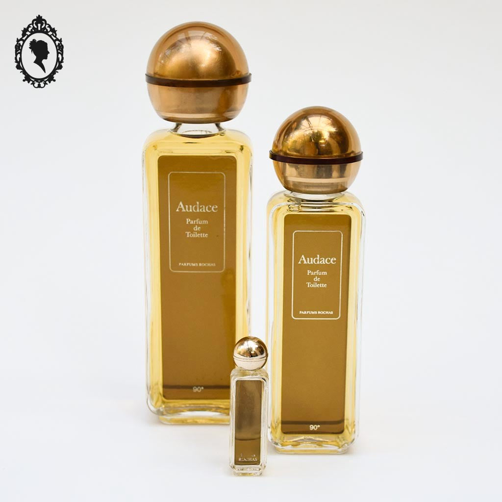 Lot 3 flacons factices Dummy Parfum Audace de Rochas vintage objet de collection de Vitrine parfumerie