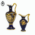 Lot 2 petites aiguières vases bec anse bleu et doré porcelaine de Limoges vintage