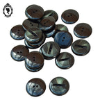 Lot 24 gros boutons ronds plats en plastique vert et liseré paillette vintage D 2,7 cm