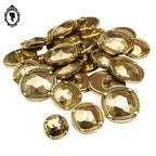 Lot 25 boutons dorés effet facetté à queue plastique D 2,5 cm