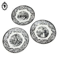 Lot 3 assiettes à dessert blanc et noir en porcelaine anciennes Macédoines Creil et Montereau