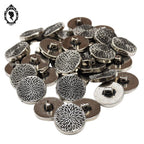 Lot 33 boutons gris argenté à queue plastique strié noir D 1,8 cm