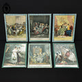 Lot 6 illustrations gravures litho sous verre anciennes XIX e H 18 x 13 cm