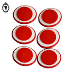 Lot 6 petits boutons enfant plats ovales œil rouge et blanc vintage