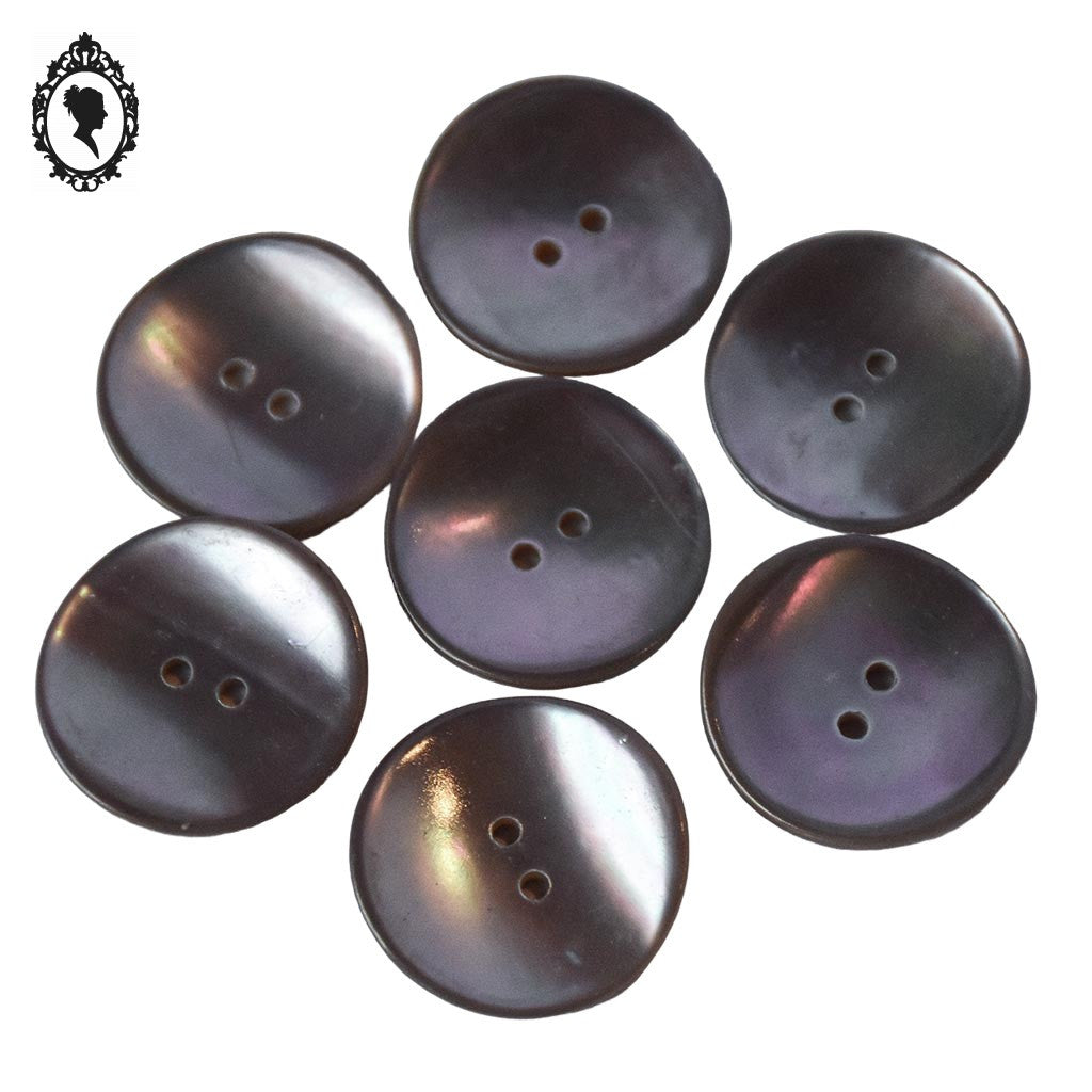 Lot 7 boutons violet parme en nacre rond ancien vintage D 2,2 cm