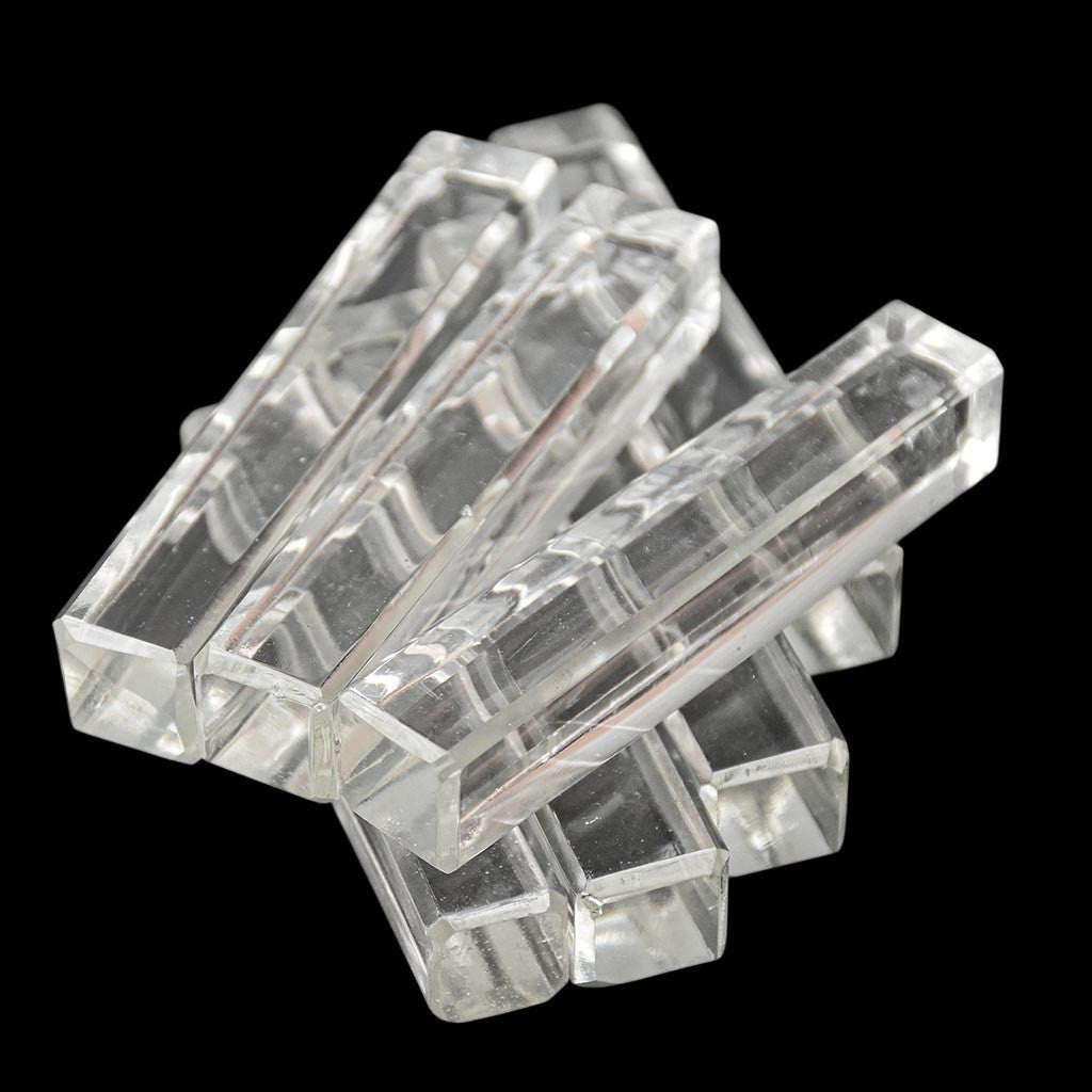 Lot 7 portes couteau carrés en verre translucide vintage
