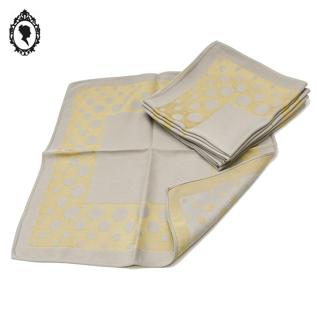 Lot 7 serviettes de table beiges et ronds dorés vintage 40 x 40 cm