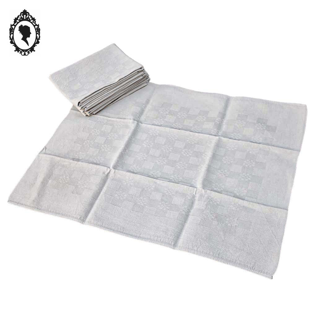 Lot 7 serviettes de table damassées ou torchons taupe beige linge ancien 50 x 60 cm