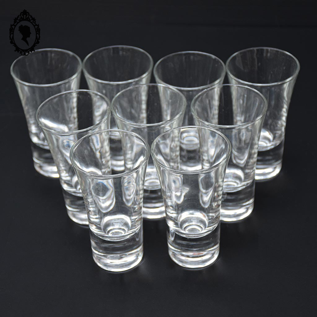 Lot 9 verres en verre épais shot liqueur digestif vintage