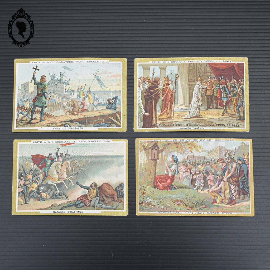 Lot de 4 cartes images chromos pub de la Chocolaterie d’Aiguebelle