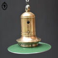 Lustre industriel lampe suspension indus abat jour émaillé et laiton vintage