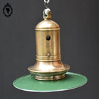 Lustre industriel lampe suspension indus abat jour émaillé et laiton vintage