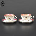 Paire de tasses à café Napoléon porcelaine de luxe blanche FD France rose or vintage