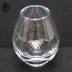Magnifique vase en cristal épais blanc rond forme œuf handmade vintage
