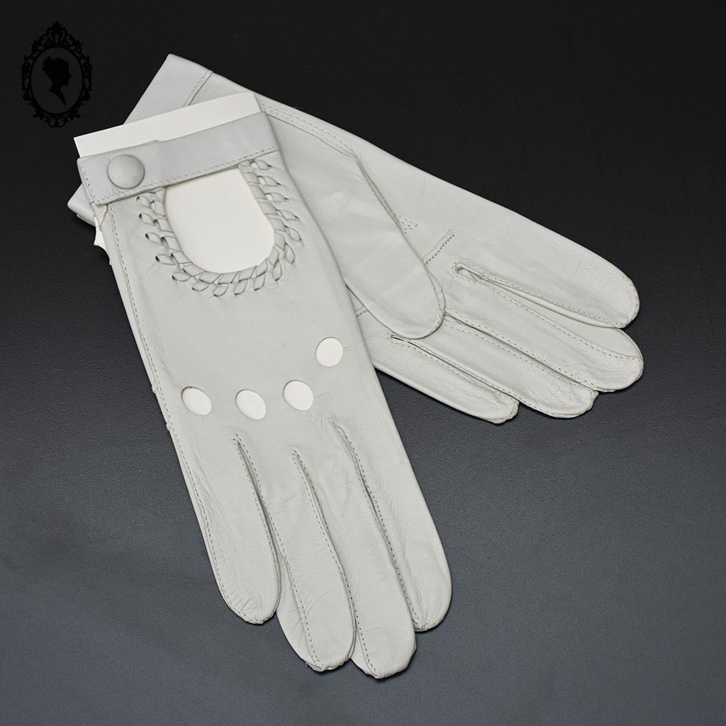 Magnifiques gants femme cuir souple gris clair beige T 7 vintage et neuf