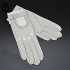 Magnifiques gants femme cuir souple gris clair beige T 7 vintage et neuf